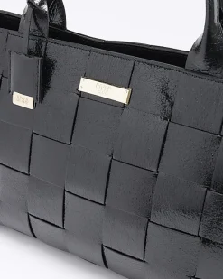 River Island chunky weave shopper bag Black Hot