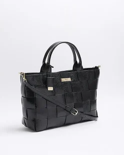 River Island chunky weave shopper bag Black Hot