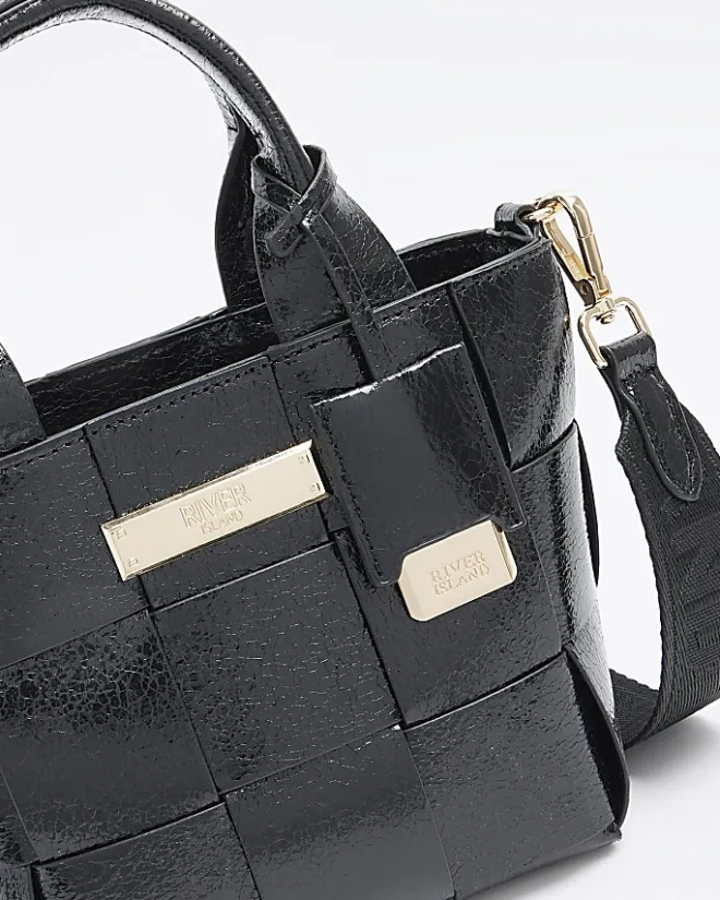 River Island chunky weave small tote bag Black Online