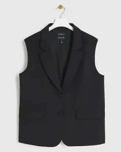 River Island collar V-neck waistcoat Black Hot