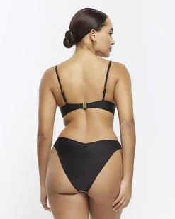 River Island colour bock plunge bikini top Black Best