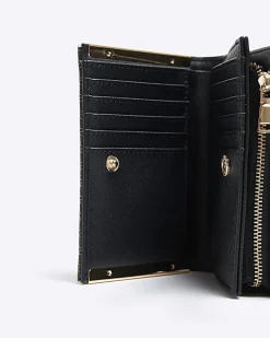 River Island contrast panel foldover purse Black Fashion