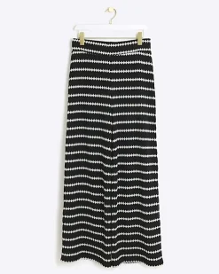 River Island crochet stripe wide leg trousers Black Online