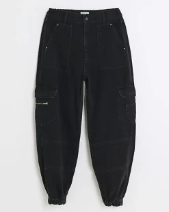 River Island cuffed cargo jeans Black Online