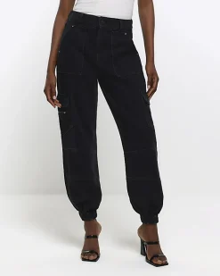 River Island cuffed cargo jeans Black Online
