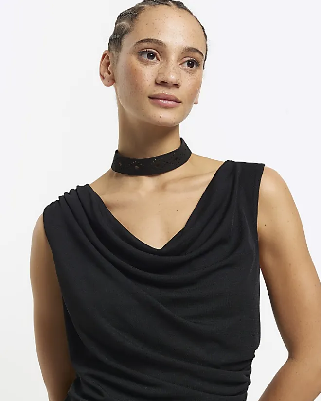 River Island Cut out Choker Necklace Black Online