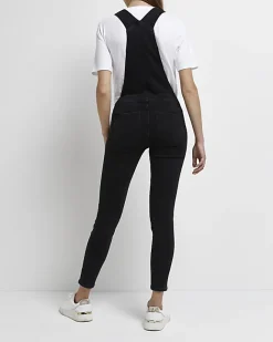 River Island denim maternity dungarees Black Online