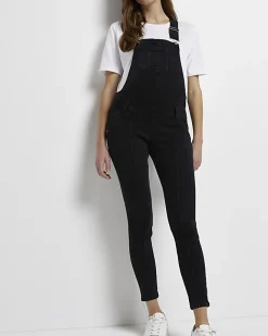 River Island denim maternity dungarees Black Online