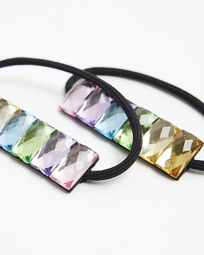 River Island diamante hair tie 2 pack Black New