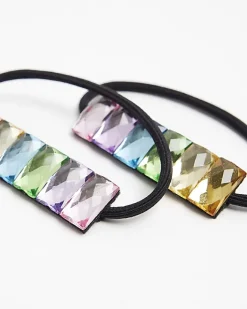 River Island diamante hair tie 2 pack Black New