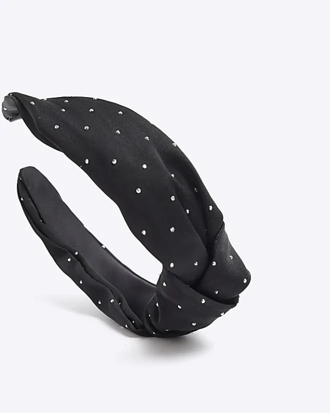 River Island diamante knot headband Black Sale