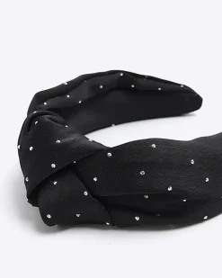 River Island diamante knot headband Black Sale