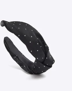 River Island diamante knot headband Black Sale