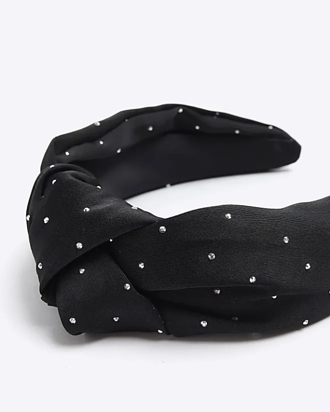 River Island diamante knot headband Black Sale