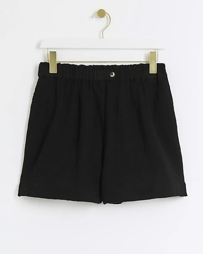 River Island elasticated shorts Black Online