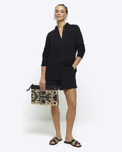 River Island elasticated shorts Black Online