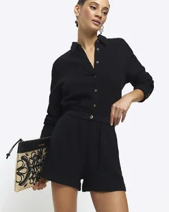 River Island elasticated shorts Black Online