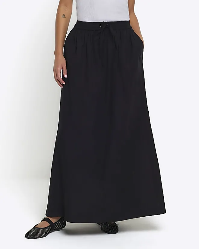 River Island elasticated waist maxi skirt Black Best