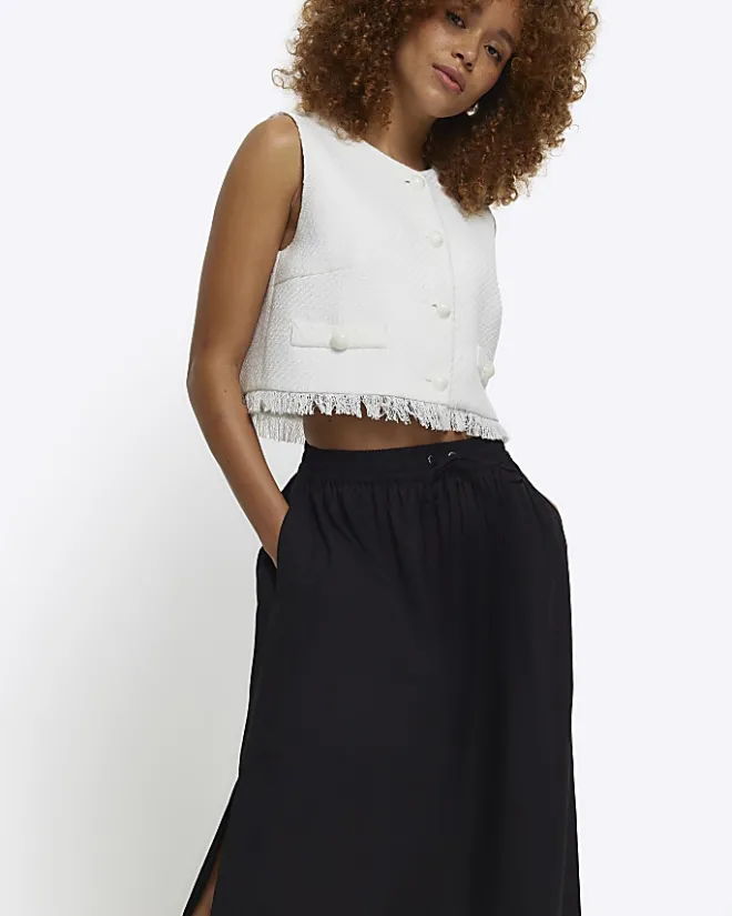 River Island elasticated waist maxi skirt Black Best