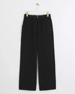 River Island elasticated wide leg trousers Black Fashion