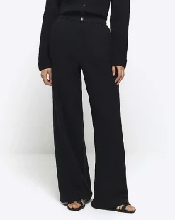River Island elasticated wide leg trousers Black Fashion
