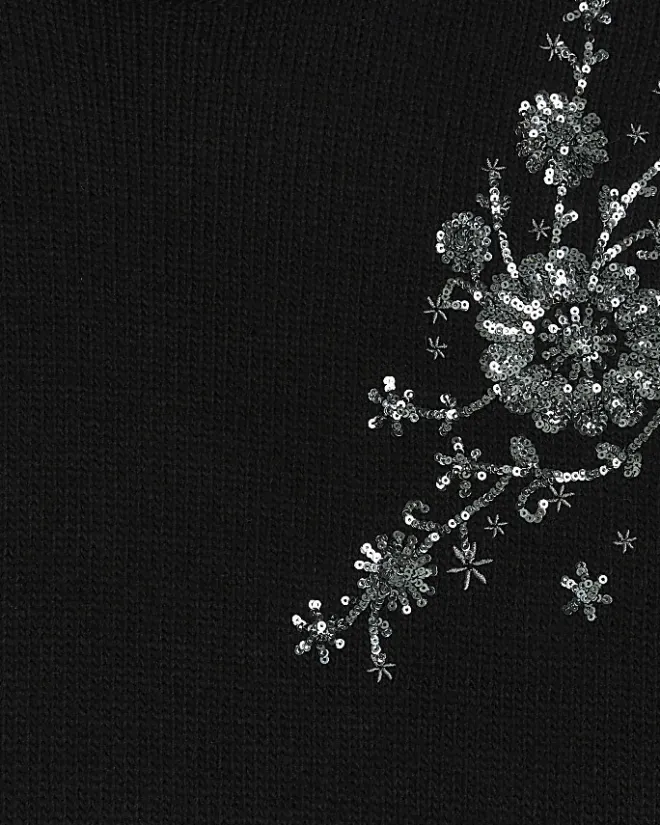 River Island embellished jumper mini dress Black Fashion
