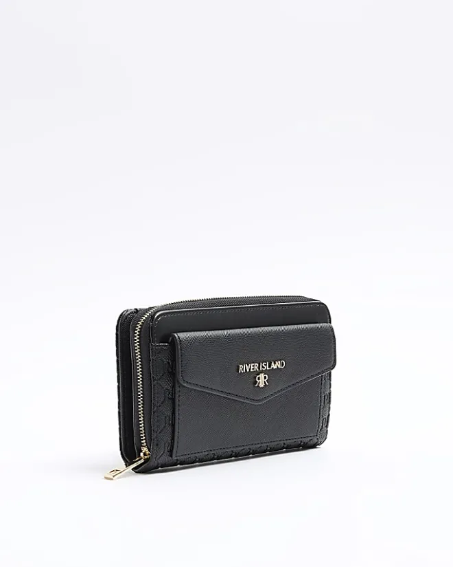 River Island embossed envelope purse Black Fashion