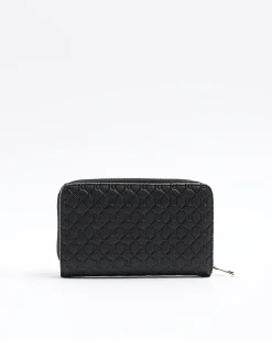 River Island embossed envelope purse Black Fashion