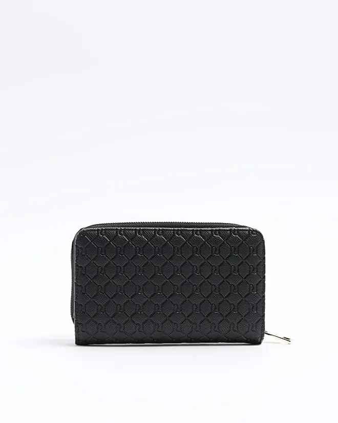 River Island embossed envelope purse Black Fashion