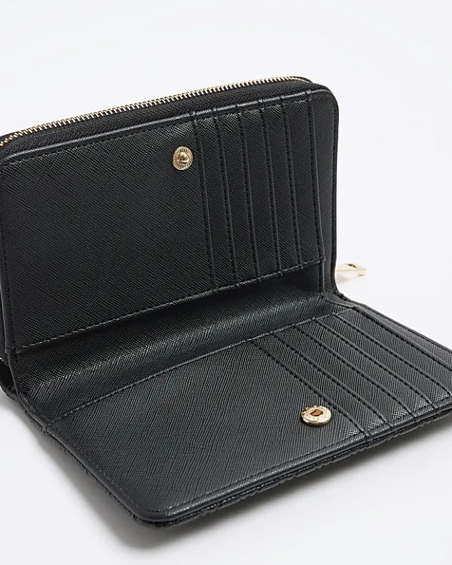 River Island embossed envelope purse Black Fashion