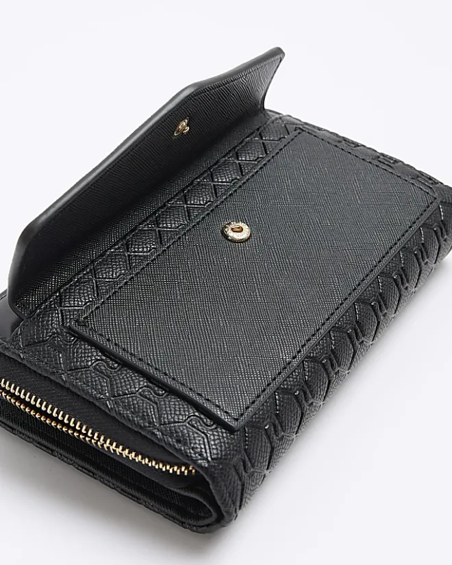 River Island embossed envelope purse Black Fashion