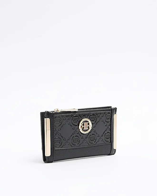 River Island embossed monogram mini purse Black Online