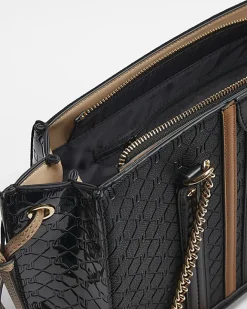River Island embossed monogram tote bag Black Hot