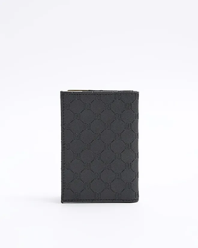 River Island embossed passport holder Black Outlet