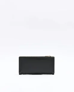River Island embossed RI monogram purse Black Discount
