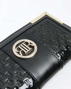 River Island embossed RI monogram purse Black Discount