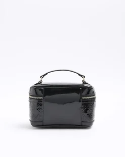 River Island embossed vanity makeup bag Black Fashion