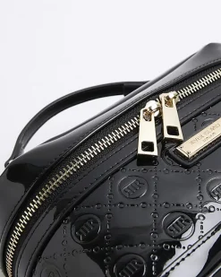 River Island embossed vanity makeup bag Black Fashion