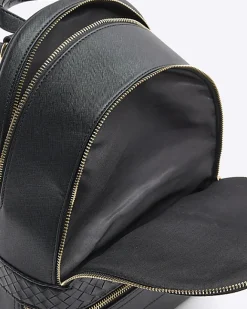 River Island embossed weave backpack Black Sale