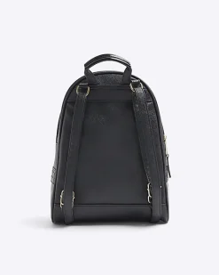 River Island embossed weave backpack Black Sale