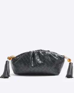 River Island embossed weave clutch bag Black Best