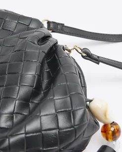 River Island embossed weave clutch bag Black Best