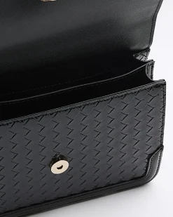 River Island embossed woven satchel bag Black Discount