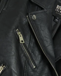 River Island faux leather biker jacket Black Fashion