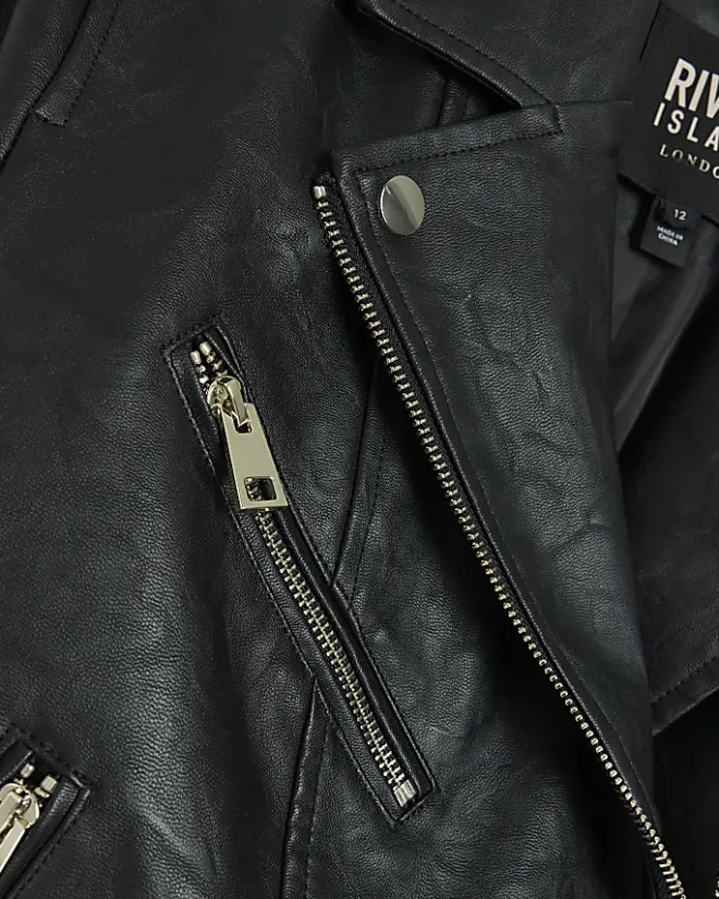 River Island faux leather biker jacket Black Fashion
