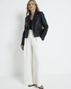 River Island faux leather biker jacket Black Fashion