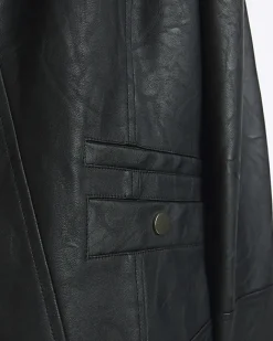 River Island Faux Leather Blazer Black Hot