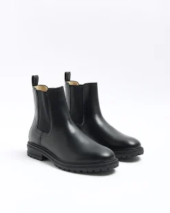 River Island faux leather chelsea boots Black Best