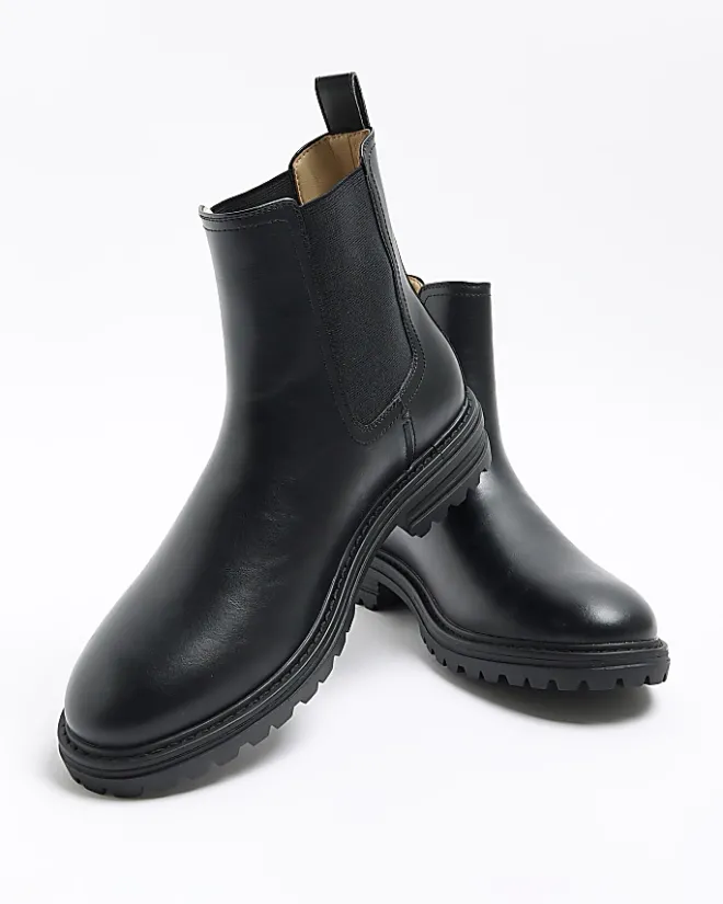 River Island faux leather chelsea boots Black Best