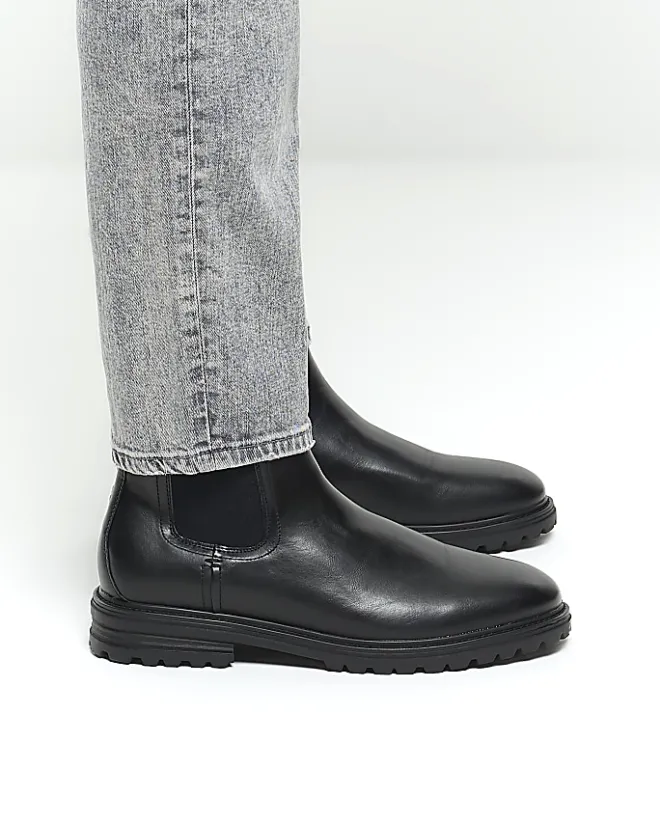 River Island faux leather chelsea boots Black Best